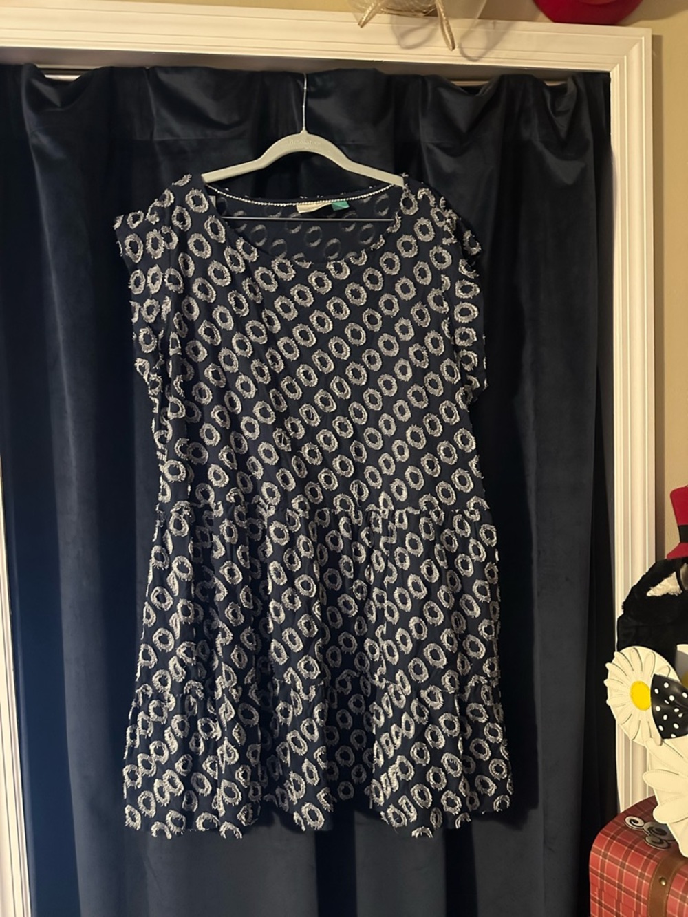 Maeve Navy Dress with White Circular Print